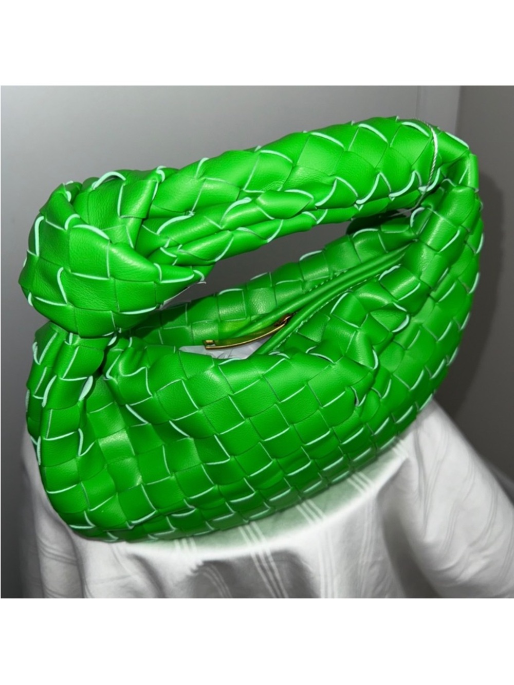 Commense Woven Top Handle Bag Knotted Design Trendy Fashion Handbag Green - Picture 5 of 8
